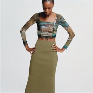 Zara Bambi Draped Tulle Crop Top